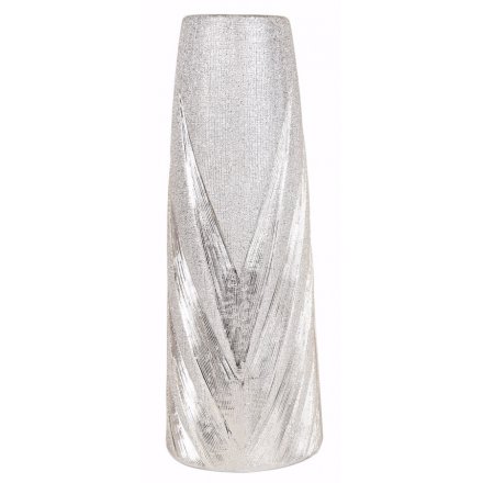 Silver Decor Vase, 40cm