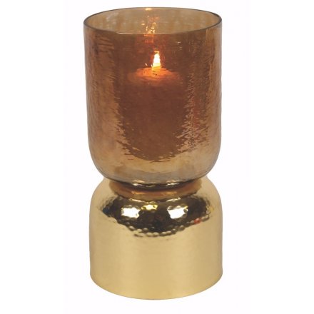 Antique Gold Pillar Candle Holder, 25cm