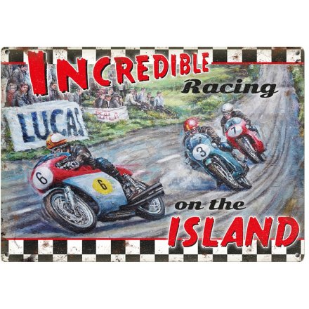 Incredible Racing On The Island Mini Metal Sign