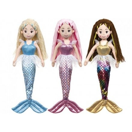 Large Mermaid Dolls, 3 Assorted