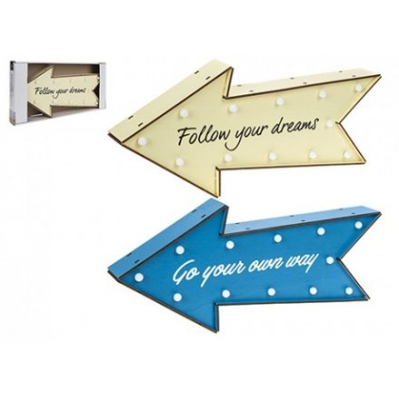 LED Follow Your Dreams Arrow Sign Mix 40cm
