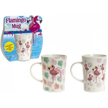 Flamingo Design Stoneware Mug, 2ass