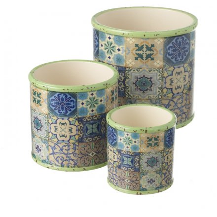 Set Of 3 Round Ceramic Pots