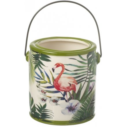 Flamingo Paradise Ceramic Planter