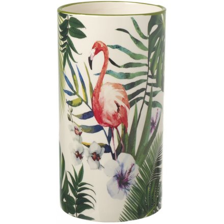 Flamingo Paradise Ceramic Vase