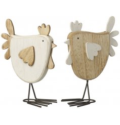 This sweet assortment of standing wooden hens will add a sweet touch to any Spring inspired displays 