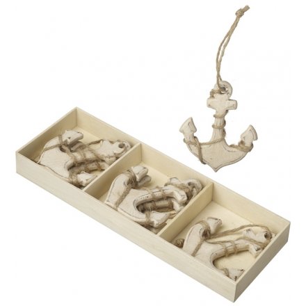 Box of Washed Wooden Anchor Decorations