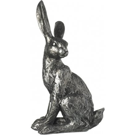 Rustic Silvered Hare Ornament 25cm