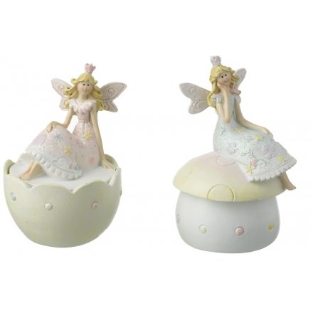 Fairy Princess Sitting Glittered Ornaments, 2ass