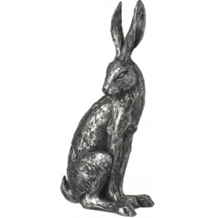 Carved Wood Effect Glancing Hare Ornament 29cm