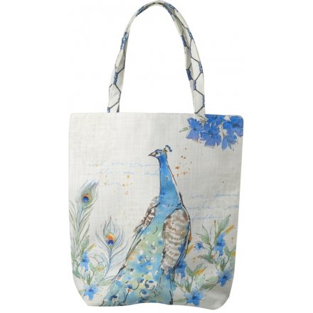 Peacock Watercolour Canvas Bag 