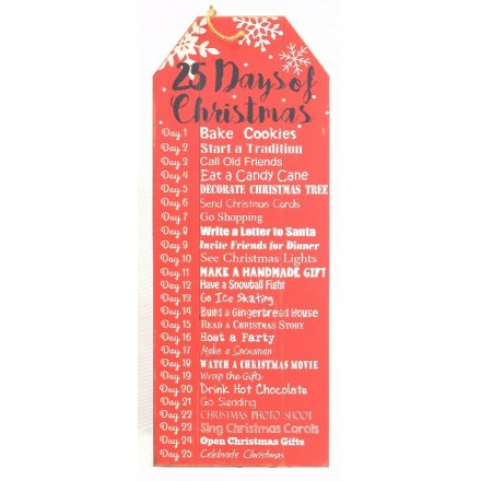 Large Red 25 Days Of Christmas Plaque