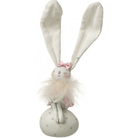 Perched Resin Bunny Decoration