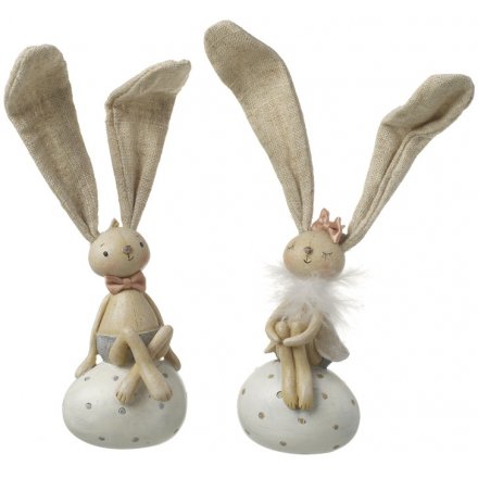 Sitting Resin Bunny Decorations, 2 Assorted