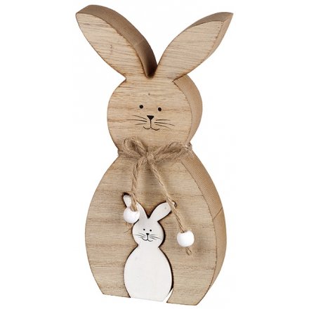 Natural Toned Wooden Bunny 