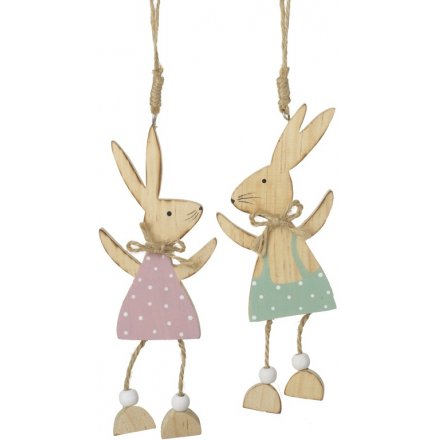 Hanging Wooden Rabbits Assorted