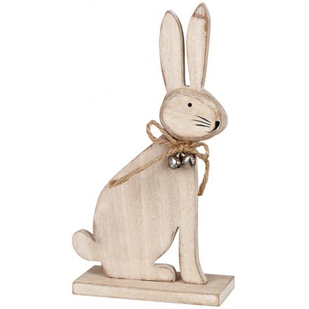 Tall White-washed Wooden Bunny