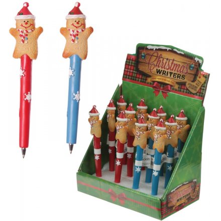 An assortment of 2 Christmas Gingerbread Man Pens