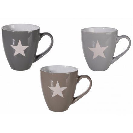 Stoneware Star Mugs, 3ass