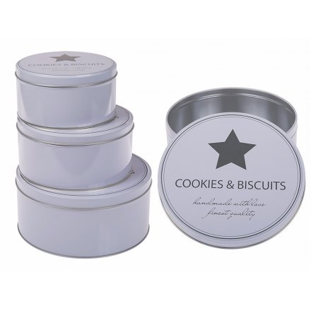 Round Cookie and Biscuit Tins Set of 3