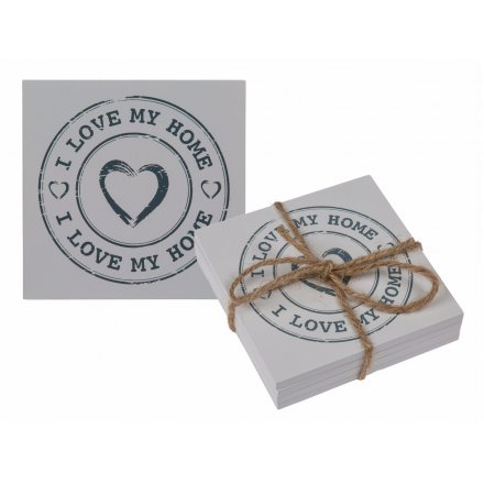 I Love My Home, Wooden Coasters Set of 4