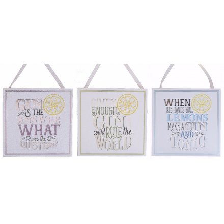  Never forget the Gin again with these quirky assorted wooden plaques with a gin inspired theme 