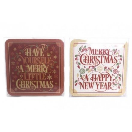 Pack of 4 Christmas Coasters Mix