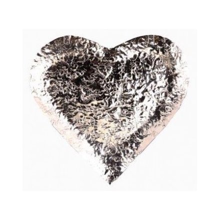 Embossed Heart Bowl Silver 36cm