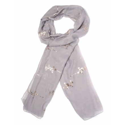 Foil Branch Print Scarf  A chic and sweet assortment of toned fabric scarves, 