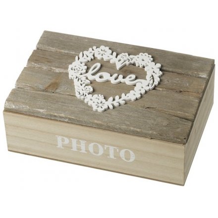 Wooden Love Photo Box 21cm
