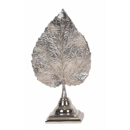 Silver Nickel Leaf Decor 29cm