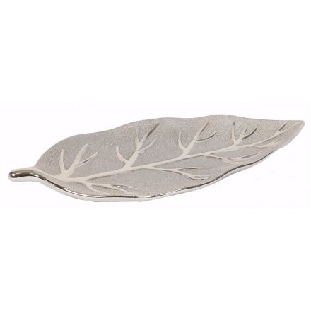 Silver Decorative Leaf Tray, 40cm
