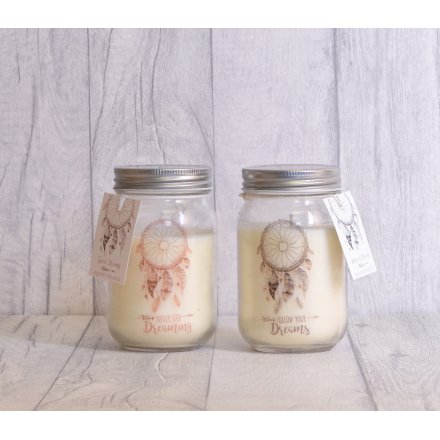 Pure and Warm Dreamcatcher Mason Jar Candles, 2 Assorted