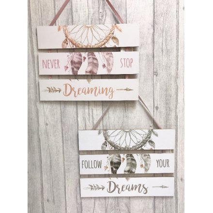 Add a sweet dream theme to your home spaces with these beautifully finished hanging wooden plaques