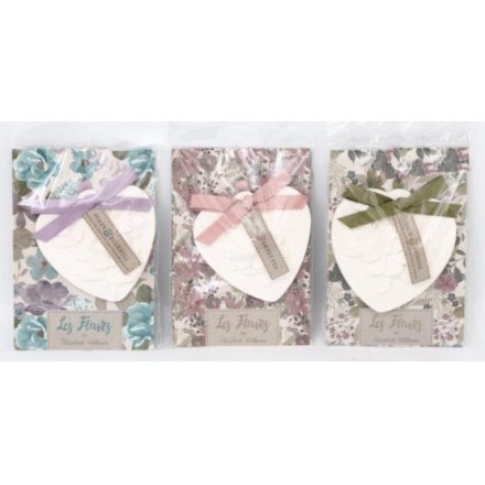 Floral Scented Clay Heart, 3 assorted