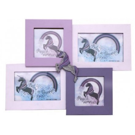 Bring a magical tone to any bedroom space with this cluster of frames with a unicorn design 