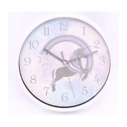 White Unicorn Clock 19.5cm