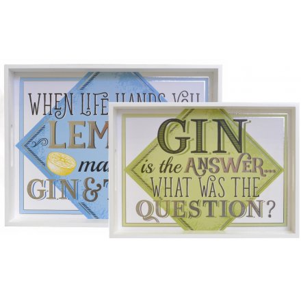 Bring out the gin in style with this stylish wooden set of 2 trays