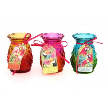 Tropical Themed Two-Tone Candle Pots 8cm