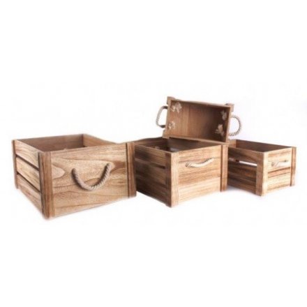 Rustic Wooden Crate Set of 4