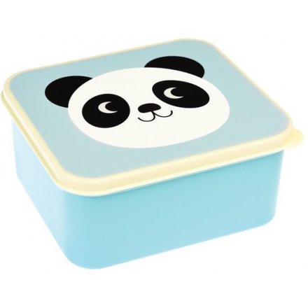  An adorable baby blue themed plastic lunch box, sweetly finished with a friendly kitten face 