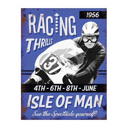 1956 Racing Thrills Metal Sign