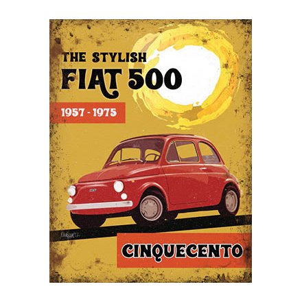 Cinquencento Fiat Mini Metal Sign 