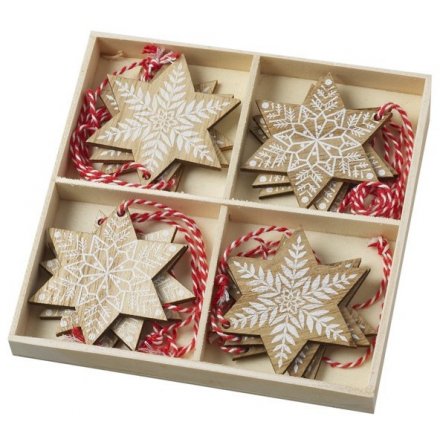 Hanging Wooden Snowflake Decorations 