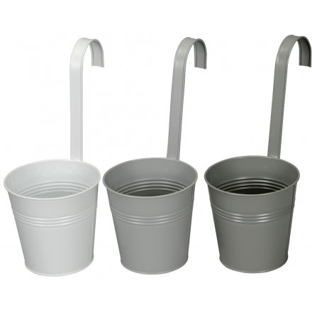 Small Grey Metal Hanging Buckets