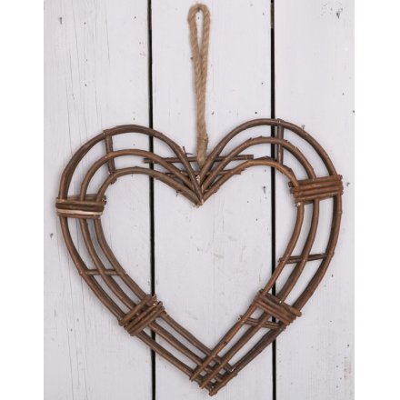 Natural Willow Hanging Heart 51cm