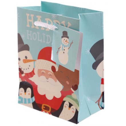 Seasons Greetings Christmas Character Gift Bag - Small