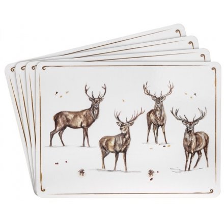  With its sweet sketched stag patterns and details, this set of 4 placemats will be sure to add a festive winter touch