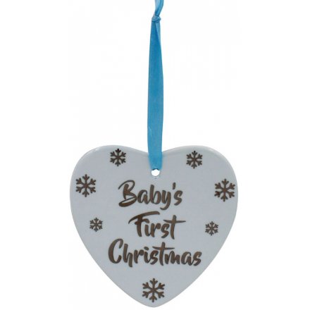 Baby's First Christmas Blue Heart Plaque 