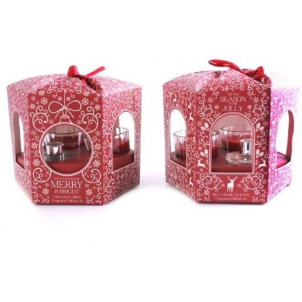 Christmas Candlepots & Diffuser Scented Gift Set